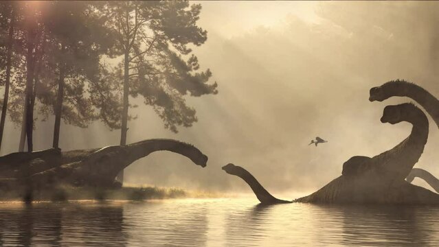 Mamenchisaurus sinocanadorum prehistoric Dinosaurs in water