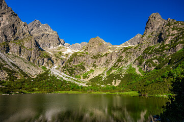Fototapeta na wymiar Summer landscape of the High Tatras in the vicinity of Zelene Pleso. Tatra National Park, Slovakia.