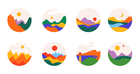 Landscapes with mountains and sunshine vector