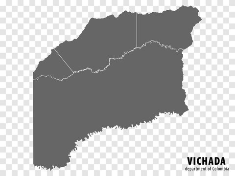 Blank map Vichada Department of Colombia. High quality map Vichada  with municipalities on transparent background for your web site design, logo, app, UI. Colombia.  EPS10.