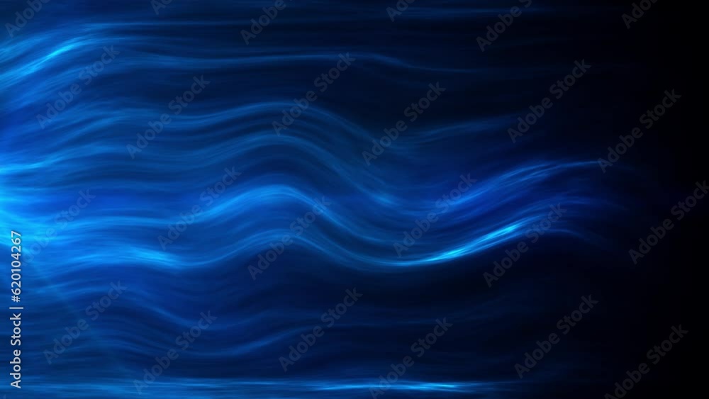 Poster abstract blue waves background with lens flare effect, seamless loopable