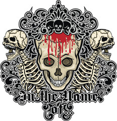 Gothic sign with skull, grunge vintage design t shirts
