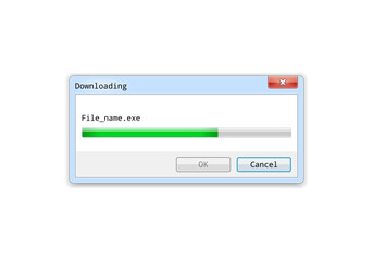Downloading process. System information message. Vector Illustration.