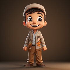 cartoon muslim boy illustration, Generative AI