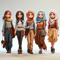 Muslim Kids Cartoon Vector, illustration, Generative AI