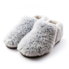 Fototapeta na wymiar Wool home slippers isolated on a white background
