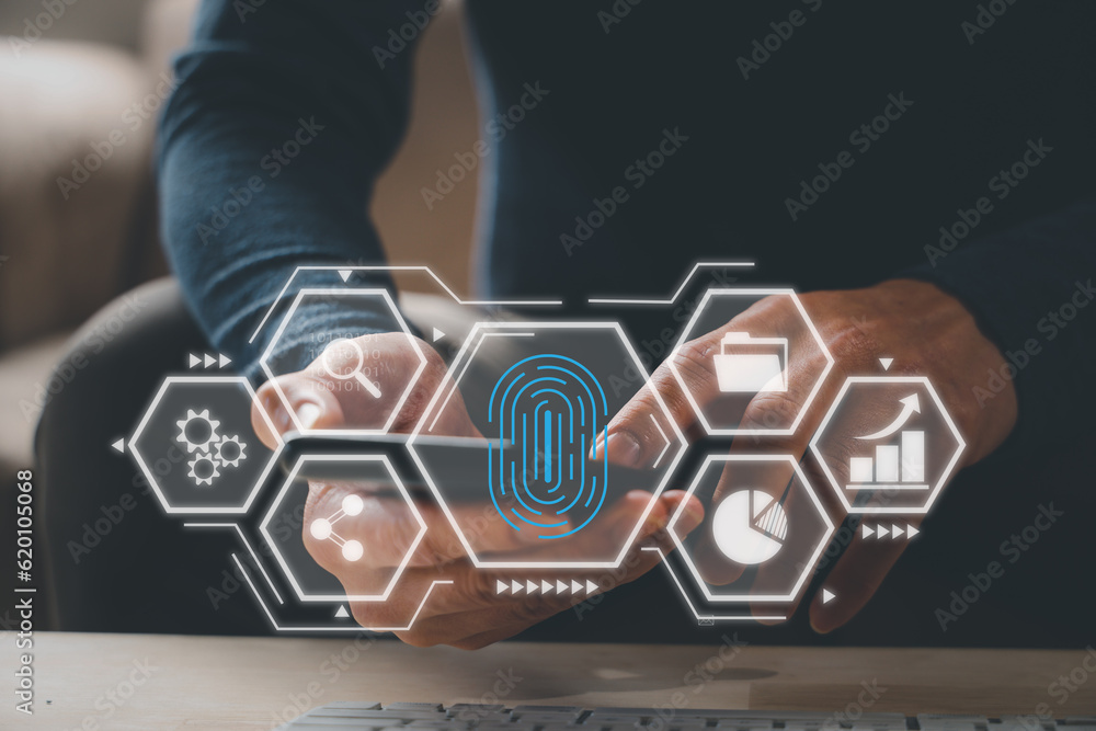 Poster cybersecurity and information technology security services concept. login or sign in internet concep