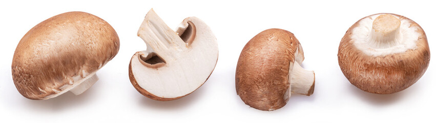 Brown cap champignons or agaricus mushrooms isolated on white background. Close-up. © Екатерина Иванова