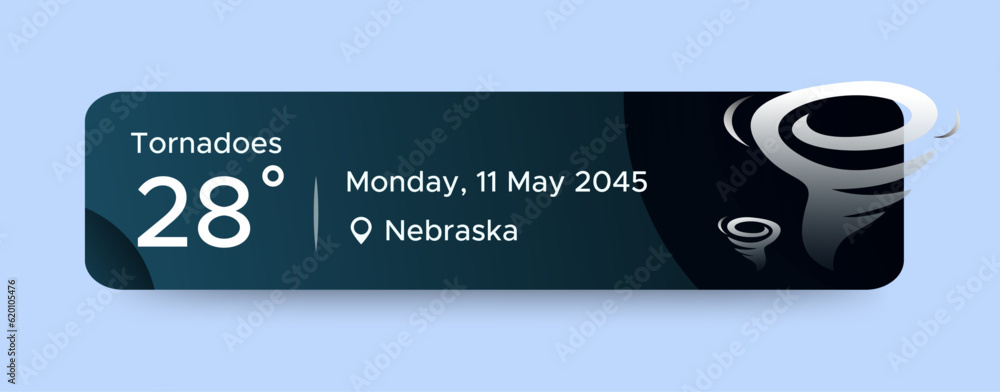 Poster tornadoes weather widget ui design. beauty mobile weather app. professional web design, full set of 