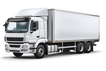 Discover the sleek power of a white cargo truck on a white background. Perfect for transportation, logistics, and delivery-themed projects. Generated AI