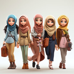 Muslim Kids Cartoon Vector, illustration, Generative AI