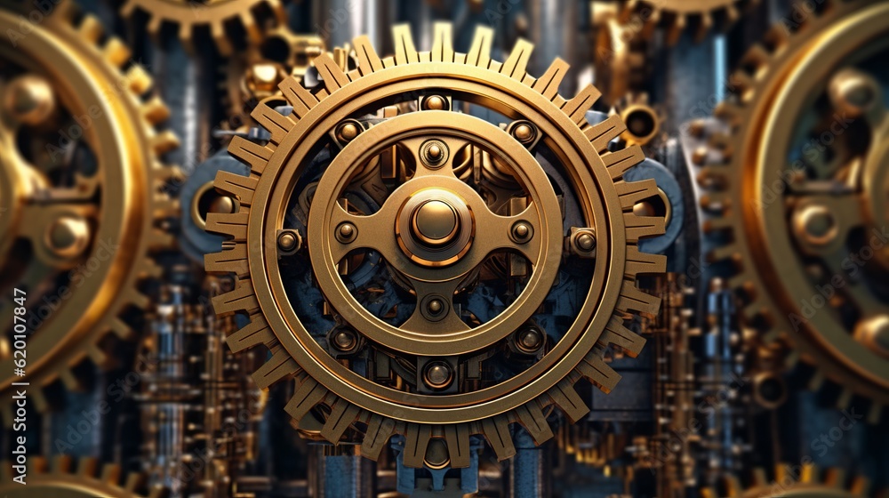 Poster background featuring engineering gears and machinery, showcasing the intricate and mechanical aspect