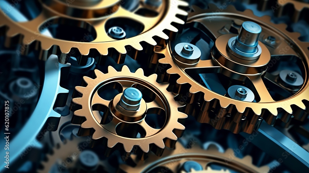 Poster background featuring engineering gears and machinery, showcasing the intricate and mechanical aspect