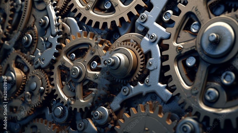 Poster background featuring engineering gears and machinery, showcasing the intricate and mechanical aspect