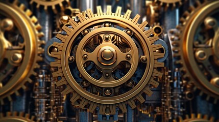 Fototapeta na wymiar Background featuring engineering gears and machinery, showcasing the intricate and mechanical aspects of engineering. Generative Ai