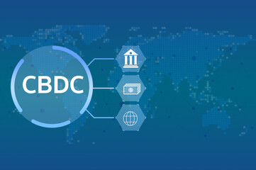 Fototapeta premium CBDC Central Bank Digital Currency Concept. Businessman holding smartphone with CBDC conceptual presentation.