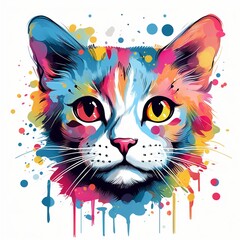 Cat Colourful design, Generative AI 