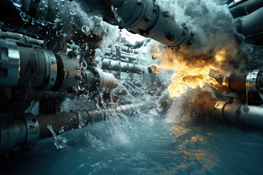 Explosion of underwater gas pipeline. Critical infrastructure destroyed
