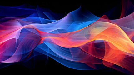 Obraz premium Abstract digital art composition featuring vibrant and colorful lines in varying shades of blue. Generative Ai