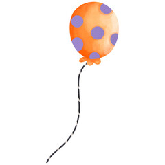 Whimsical Halloween Balloon, Festive Watercolor Illustration for Spooky Celebrations