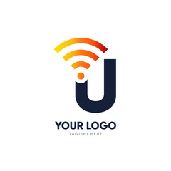 Letter U Initial Signal Logo Design Vector Icon Graphic Emblem Illustration 