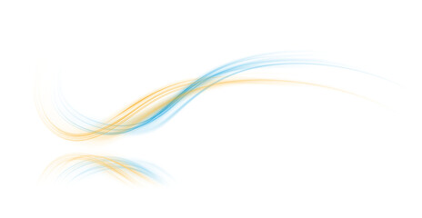 Yellow and blue magic spirals with sparkles. Yellow and blue light effect. Glitter particles with lines. Swirl effect.