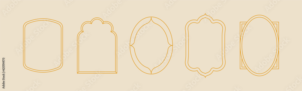 Poster Vector set of linear frames and borders - abstract design elements for decoration or logo design templates in modern minimalist style with copy space for text