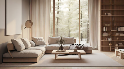 Harmony in Simplicity Family Room: Japandi-Inspired Interior Design Concept