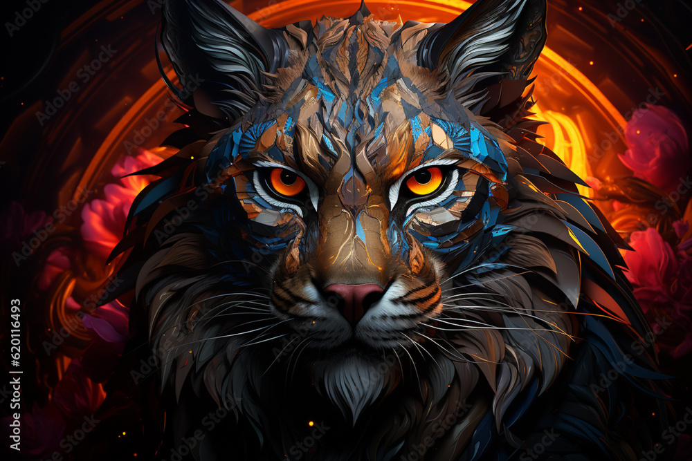Poster beautiful abstract geometric lynx concept. generative ai technology.