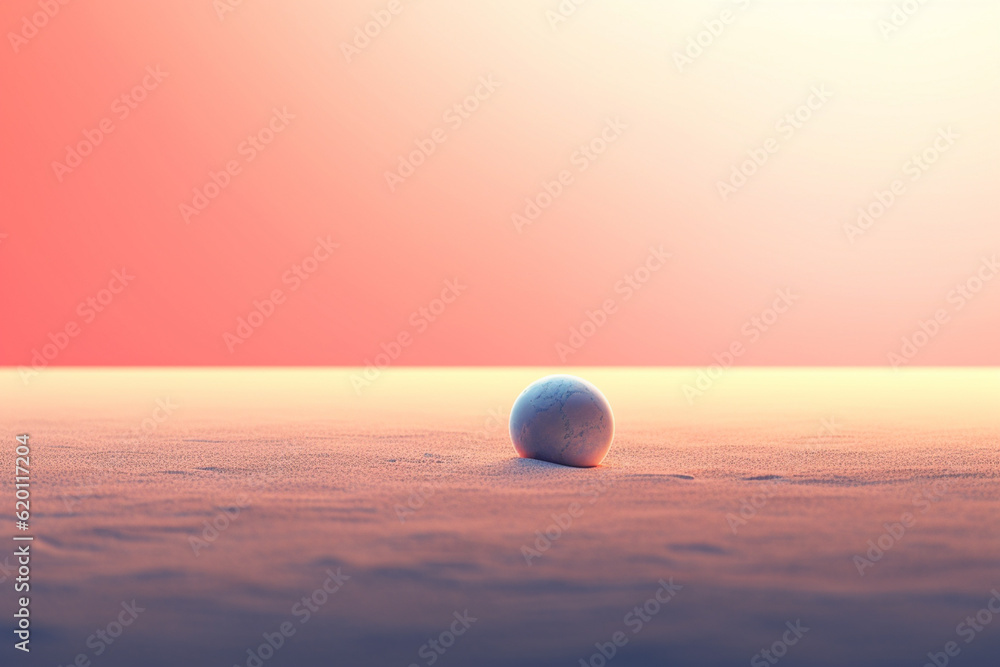 Fototapete a minimalistic and abstract representation of a planet, with geometric patterns and subtle gradients. Generative AI technology