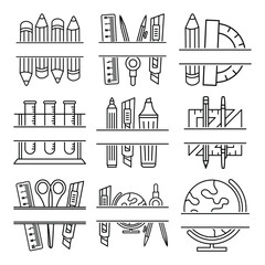 Set of school supplies split monogram