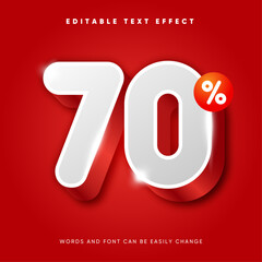 70% discount sale editable text effect, discount tags, red background
