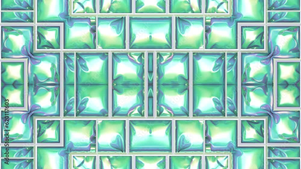 Poster the metal frame supports inflatable foil pattern. 3d rendering loop animation 4k