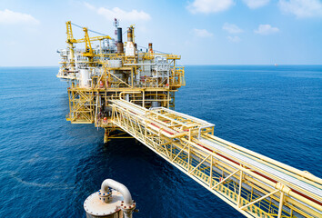Offshore oil and gas wellhead remote platform which produced raw material for sent to onshore...