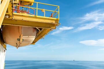 offshore lifeboat on a rescue boat or sea rescuers In case of an emergency.