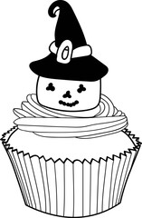 Halloween Hand Drawn Cupcake