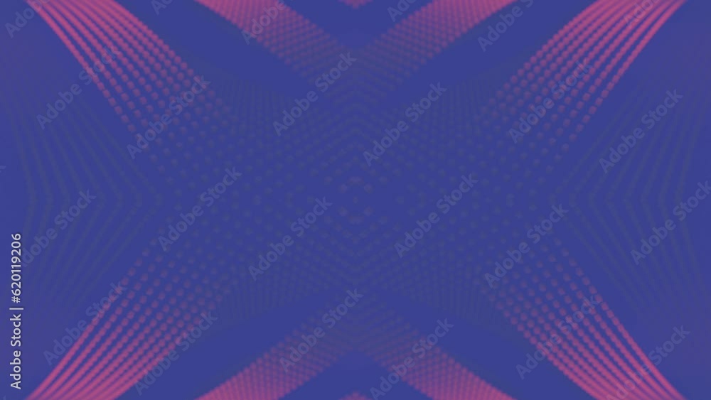 Aufkleber Pattern of moving neon particles. 3d rendering loop animation background 4K