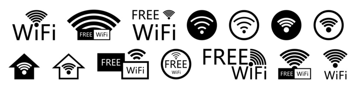 Wifi icon set. Internet connection symbol. Modern icons for apps and websites. Vector illustration isolated on white background.