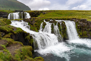 Fototapeta na wymiar Kirkjufellsfoss waterfall in Iceland in summer