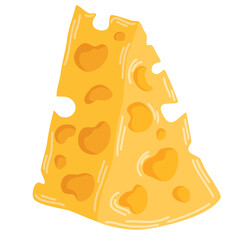 Piece of cheese. Food, Dairy products. Vector Hand draw Illustration isolated on the white background. 
