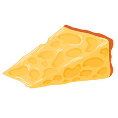 Cut cheese piece. Fresh, nutritious Dutch cheese. Dairy products. Ideal for cafes, menus, restaurants, food. Vector Hand draw Illustration