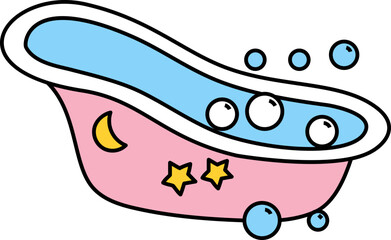Baby Bathtub decorative design element for website, presentation, flyer, brochure, printing, application. illustration style