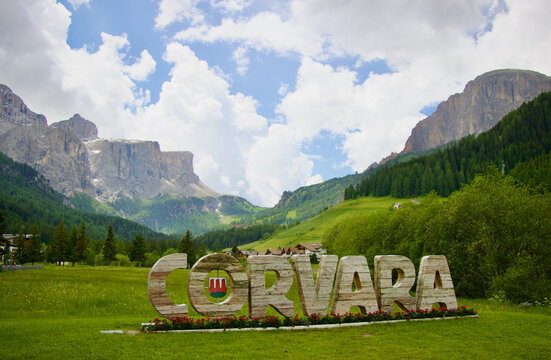 Corvara Tourism Sign, Dolomites of Italy