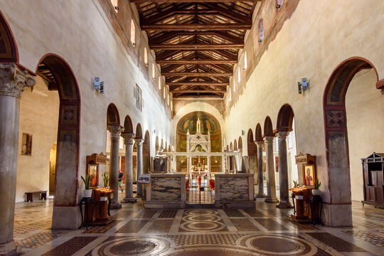 Interiors of Santa Maria in Cosmedin church in Rome, Italy