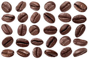 Aromatic roasted coffee beans isolated on white