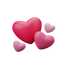red hearts 3d icon