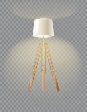 Realistic floor lamp. modern electric torchere with light isolated on transparent background. illustration light furniture set for illumination interior. Vector