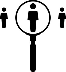 Magnifier magnifying and focus for recruiting. Human resource management recruitment, teamwork concept, job hiring. Vector illustration.