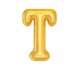 Letter T Golden Balloons 3D