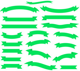 Obraz premium Set of green ribbon. Banner illustration. Ribbons collection isolated on transparent background.